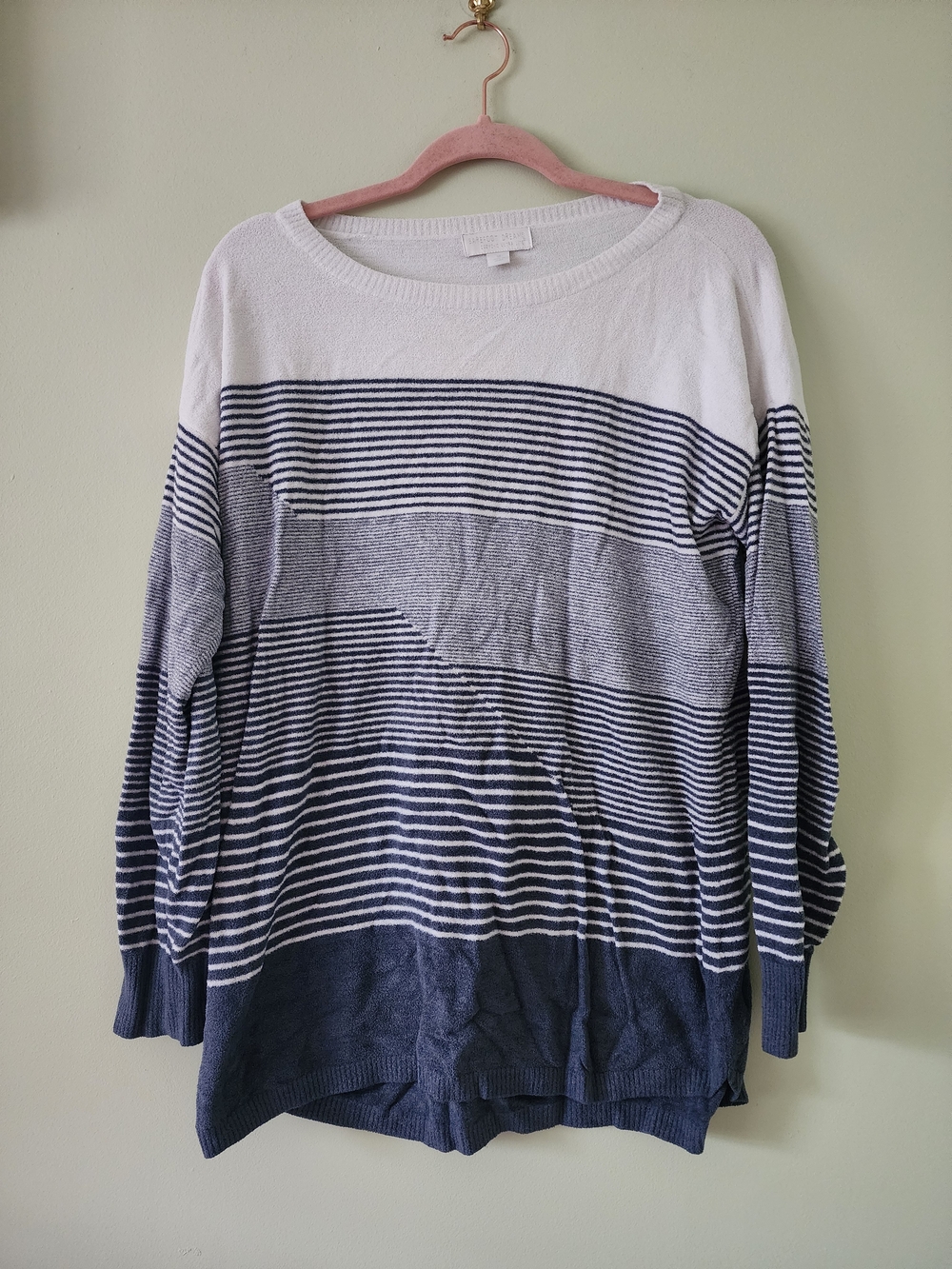 Barefoot Dreams Striped Crewneck Sweater - Navy and White
